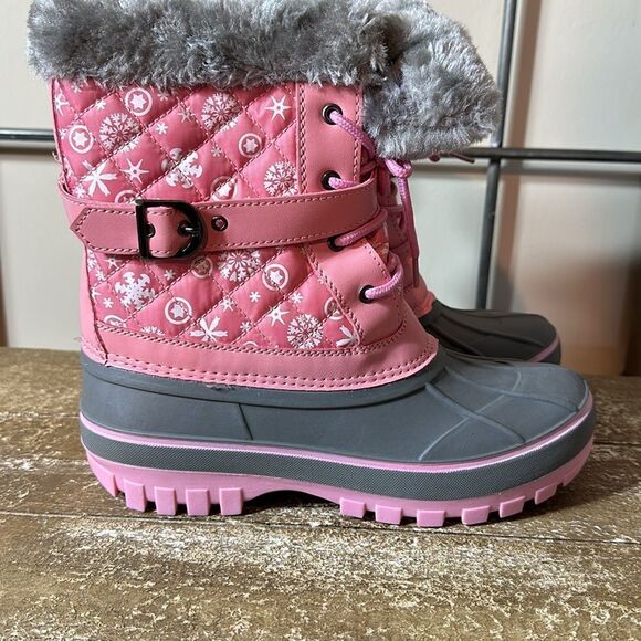 Snow boots girls, size 5, pink and gray new - Picture 2 of 6